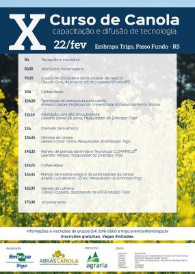 X CURSO DE CAPACITAÇÃO E DIFUSÃO DE TECNOLOGIA DA CANOLA